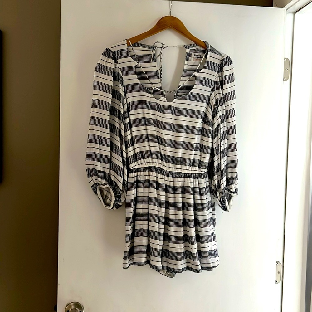 Anthropologie navy and white romper